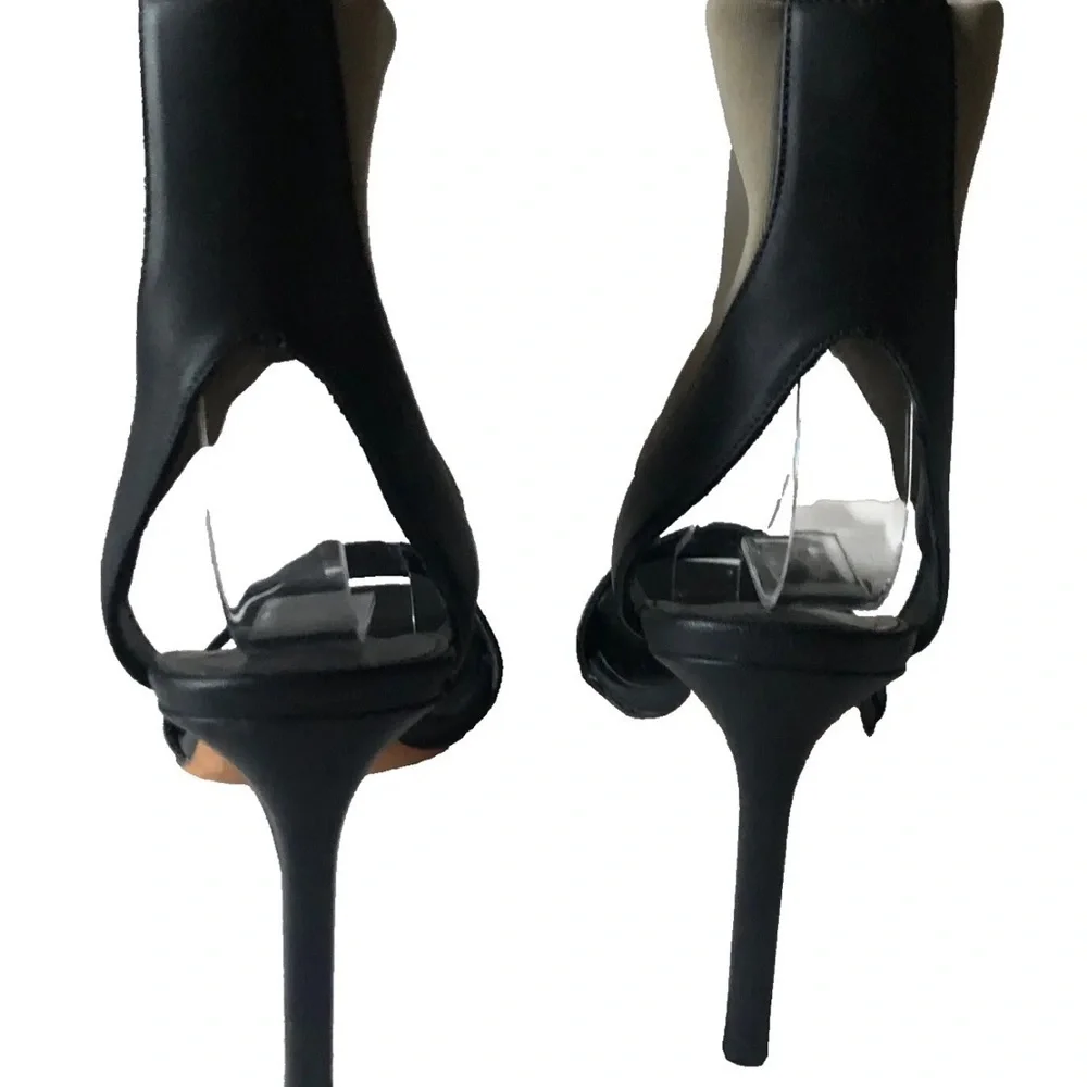 Vince Ankle Stretch Cuff Open Toe Stiletto Sandals Black Size 6 Sample Sale